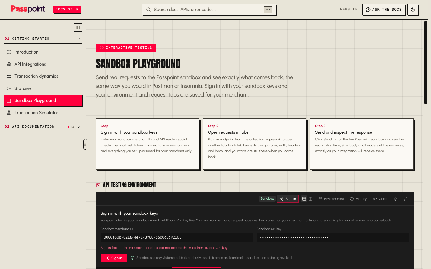 Playground sign-in rejects a valid key